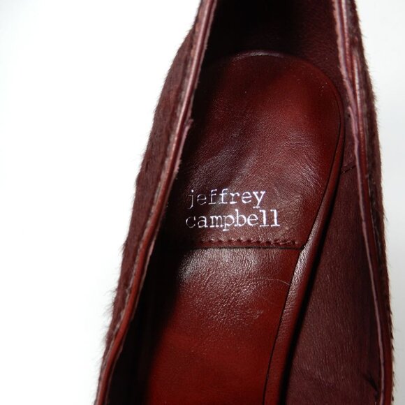 Jeffrey Campbell Buxom Pumps Heels Size 5.5 Genuine Calf Hair Wine Burgundy NEW - Picture 9 of 12